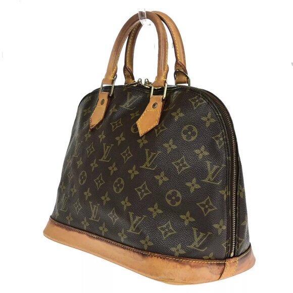 LOUIS VUITTON LV Logo Alma Hand Bag Monogram Leather Brown France - Picture 15 of 16